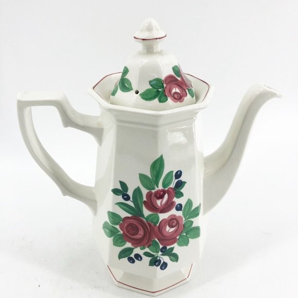 Adams Bridgwater English Ironstone Coffee Pot with Lid from England 9.5 x 8.5 - Picture 9 of 14